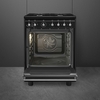 Smeg CX61GMBL Concert Dual Fuel Cooker with Single Oven, Black, A Rated