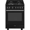 Smeg CX61GMBL Concert Dual Fuel Cooker with Single Oven, Black, A Rated