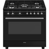 Smeg CX91GMBL Concert 90cm Dual Fuel Range Cooker, Black, A Rated