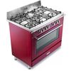 DeLonghi DVRS916DFBU Vintage 90cm Dual Fuel Range Cooker, Red, A Rated