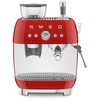 Smeg EGF03RDUK Retro Espresso Coffee Machine with Grinder & 20 Bar Pump, Red