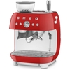 Smeg EGF03RDUK Retro Espresso Coffee Machine with Grinder & 20 Bar Pump, Red
