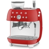 Smeg EGF03RDUK Retro Espresso Coffee Machine with Grinder & 20 Bar Pump, Red