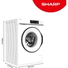 Sharp ES-NFB814BWNA-EN Washing Machine, 8kg, 1400 Spin, White, A Rated
