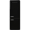 Smeg FAB38RBL6 Retro No Frost Fridge Freezer, 70/30, Black, D Rated