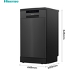 Hisense HS523E15BUK Slimline Dishwasher, 10 Place Settings, Black, E Rated