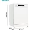 Hisense HS642D90WUK Dishwasher, 14 Place Settings, White, D Rated