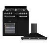 Leisure Cookmaster Gas Range Cooker & Hood Pack, Black, A+ Rated