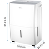 Midea MDDF2-16DEN7-UK Dehumidifier, White