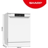 Sharp QW-NA1FF47D3W2-EN Dishwasher, 13 Place Settings, White, D Rated