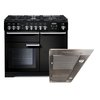 Rangemaster Professional Deluxe Dual Fuel Range Cooker & Hood Pack, A Rated