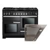 Rangemaster Professional Deluxe Dual Fuel Range Cooker & Hood Pack, A Rated