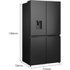 Hisense RQ758N4SWFE American Fridge Freezer, Black, E Rated,  Non-Plumbed