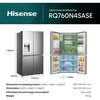 Hisense RQ760N4SASE American Fridge Freezer, Stainless Steel, E Rated,  Non-Plumbed