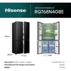 Hisense RQ768N4GBE American Fridge Freezer,  Non-Plumbed, Black, E Rated