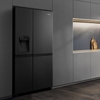 Hisense RS818N4TFC American Fridge Freezer, Black, C Rated,  Non-Plumbed