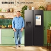 Samsung RS90F66BEFEU Family Hub SpaceMax&trade; American Fridge Freezer, Black Deep Ocean Inox Finish, E Rated,  Plumbed