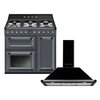 Smeg Victoria Dual Fuel Range Cooker & Hood Pack, Grey, A Rated