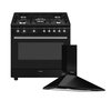 Smeg Concert Dual Fuel Range Cooker & Hood Pack, Black, A Rated