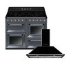 Smeg Victoria Induction Range Cooker & Hood Pack, Grey, A Rated