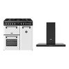 Stoves 90cm Dual Fuel Range Cooker, Ice White + 90cm Chimney Cooker Hood