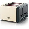 Bosch TAT4P447GB DesignLine Toaster, 4 Slice, Cream