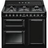 Smeg TR103BL Victoria 100cm Dual Fuel Range Cooker, Black, A Rated