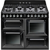 Smeg TR4110BL1 Victoria 110cm Dual Fuel Range Cooker, Black, A Rated
