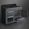 Smeg TR4110GR Victoria 110cm Dual Fuel Range Cooker, Grey, A Rated