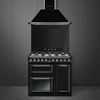 Smeg TR93BL Victoria 90cm Dual Fuel Range Cooker, Black, A Rated