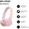 Sony WHCH530P.CE7 Headphones, Pink