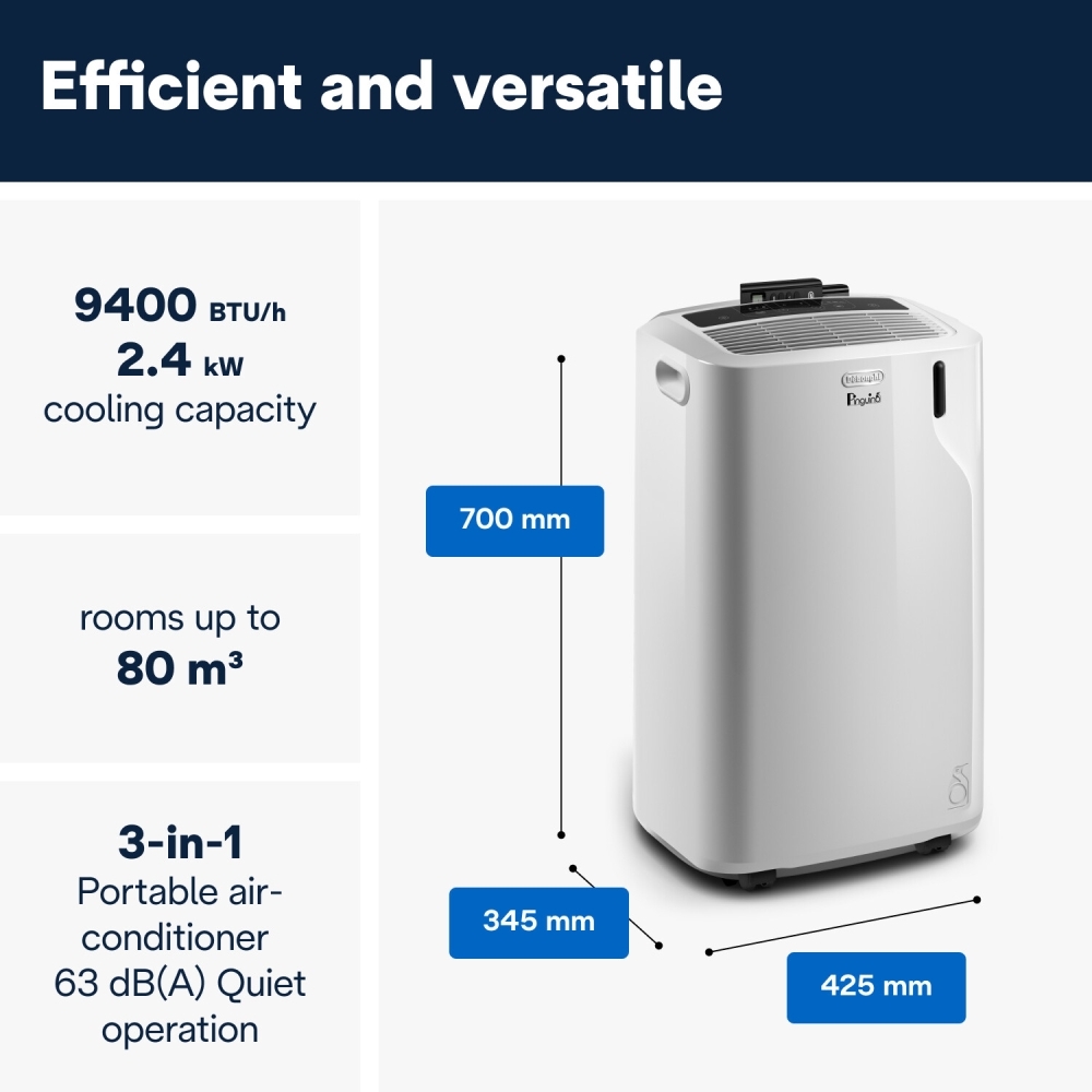 DeLonghi PAC EM82K Portable Air Conditioner,  Vented, White