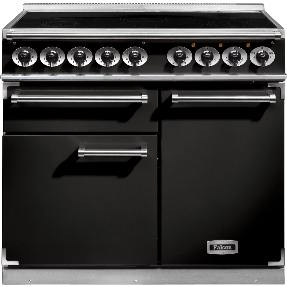 Falcon 1000 Deluxe Induction Black Chrome 100cm Induction Range Cooker, A Rated