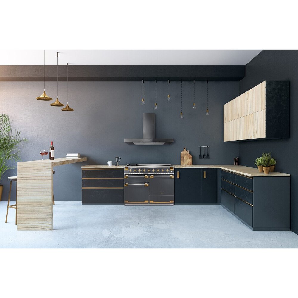 Rangemaster ELS110EIGB 110cm Induction Range Cooker Elise Gloss Black / Brushed Nickel, A Rated