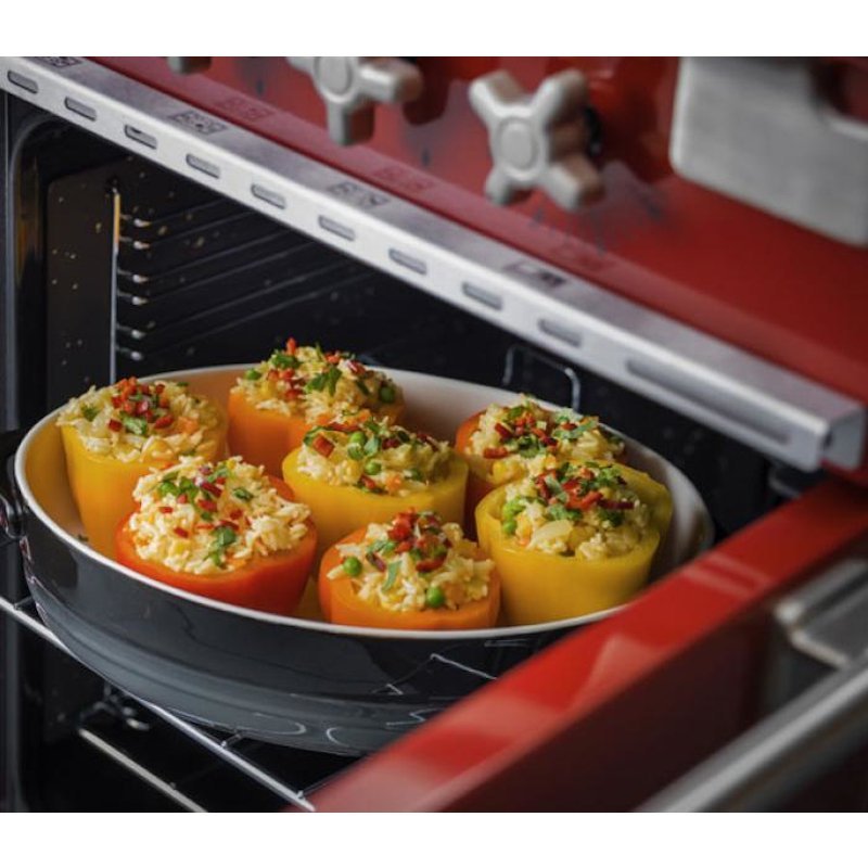 Rangemaster ELS110EIRD 110cm Induction Range Cooker Elise Cherry Red / Brushed Nickel, A Rated