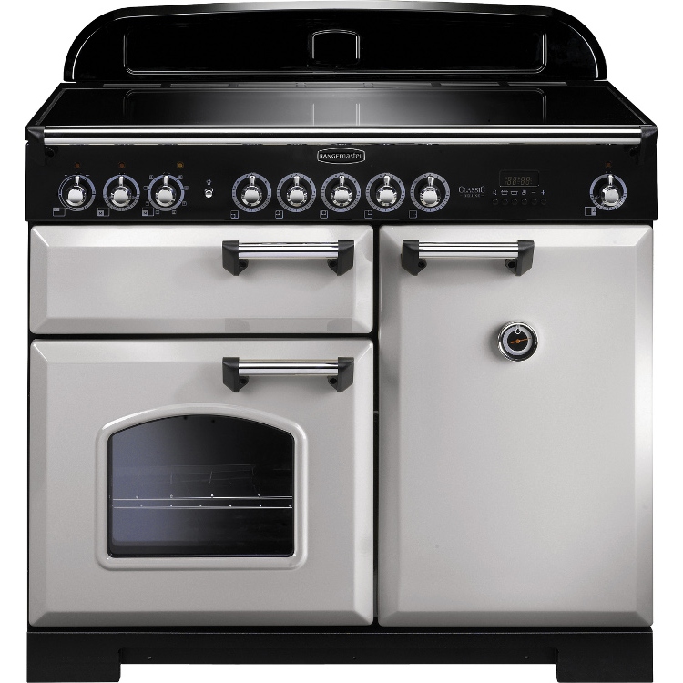 Rangemaster CDL100EIRP/C 100cm Induction Range Cooker Classic Deluxe Royal Pearl / Chrome, Royal Pearl with Chrome Trim, A Rated