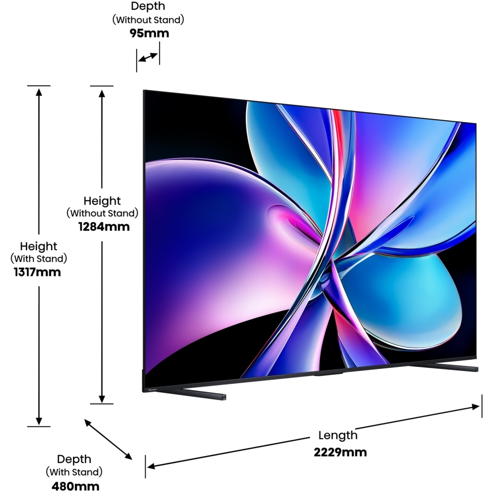 Hisense 100E7STUK PRO 100" QLED Smart Television, 4K Ultra HD, Grey, E Rated