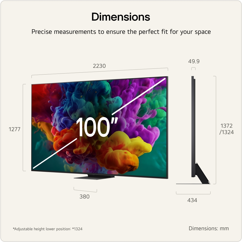 LG 100QNED87B6.AEK 100" QNED Mini LED Smart Television, 4K Ultra HD, Grey, E Rated