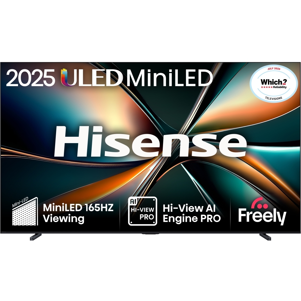 Hisense 100U7QTUK 100" ULED Mini LED Smart Television, 4K Ultra HD, Black, F Rated