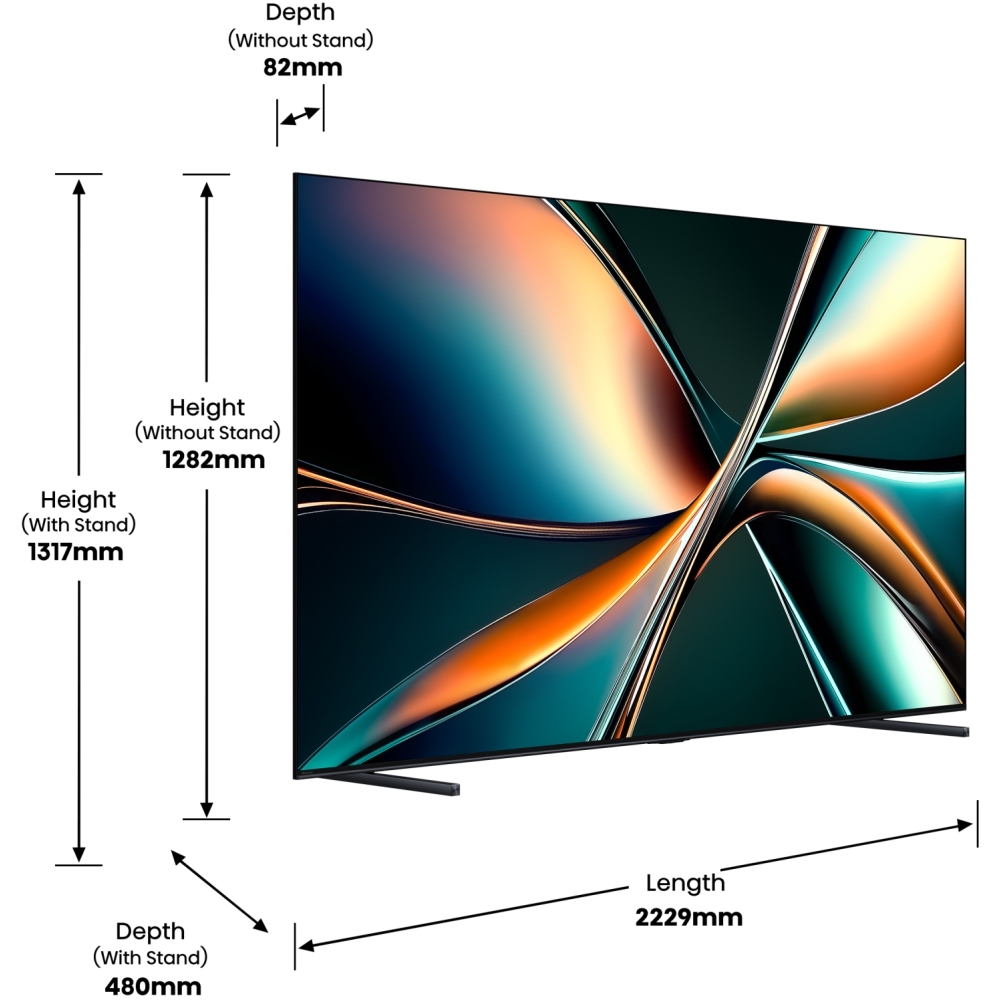 Hisense 100U7STUK 100" ULED Mini LED Smart Television, 4K Ultra HD, Black, F Rated