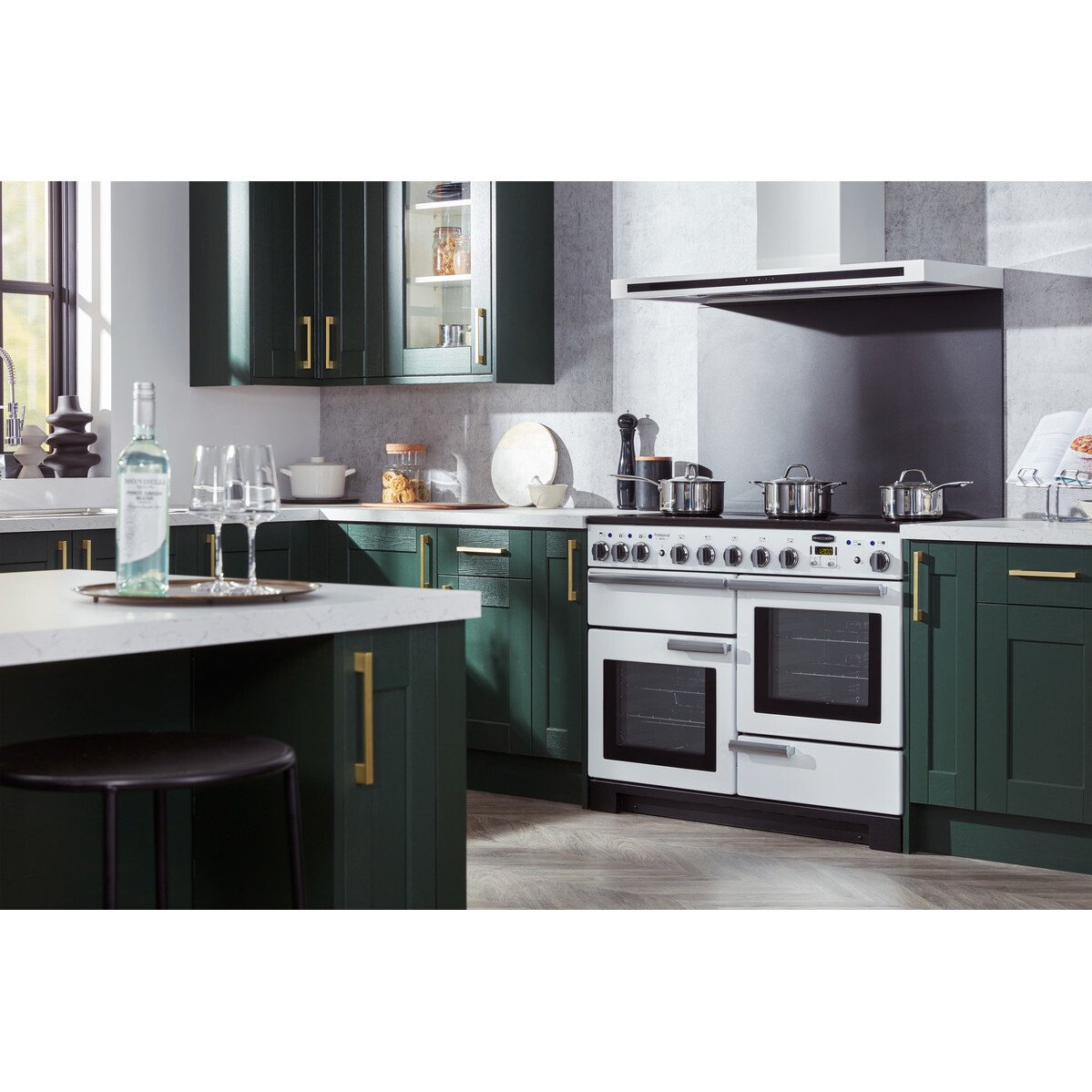 Rangemaster PDL110EIWH/C 110cm Induction Range Cooker Professional Deluxe White / Chrome, A Rated