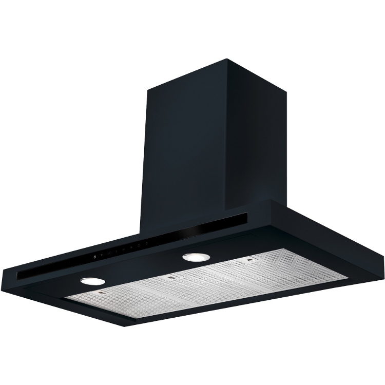 Rangemaster HLTHDS90BL 90cm Chimney Cooker Hood Hi Lite Flat Black, B Rated