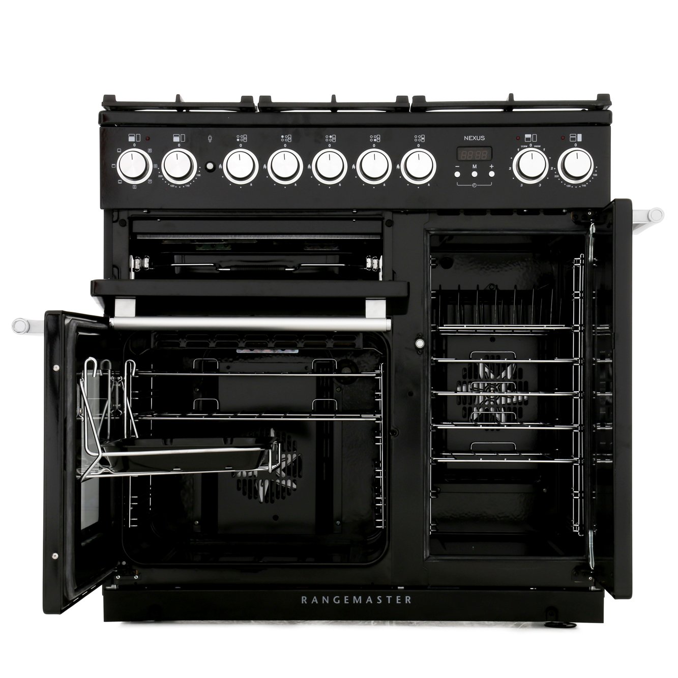 Buy Rangemaster NEX90DFFBL/C Nexus Gloss Black with Chrome Trim 90cm