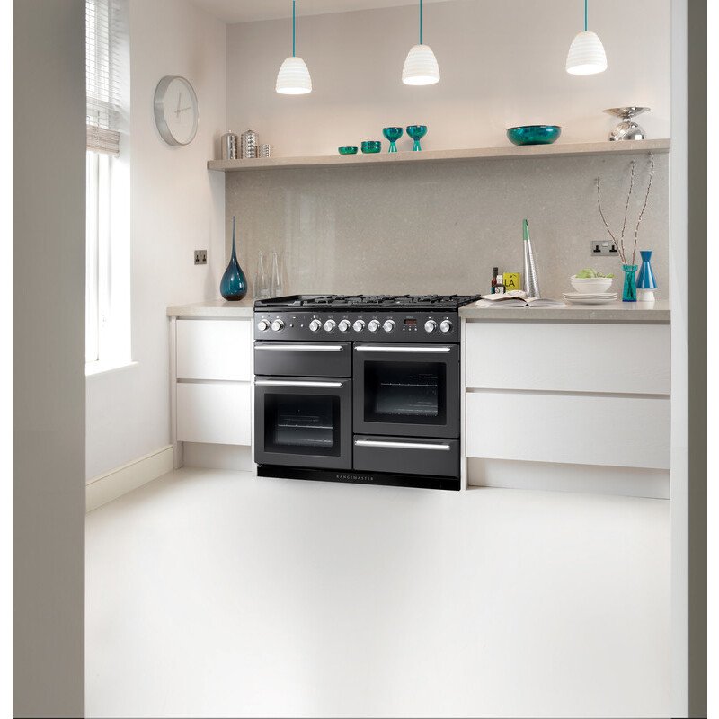 Rangemaster NEX110DFFBL/C 110cm Dual Fuel Range Cooker Nexus Black / Chrome, A Rated