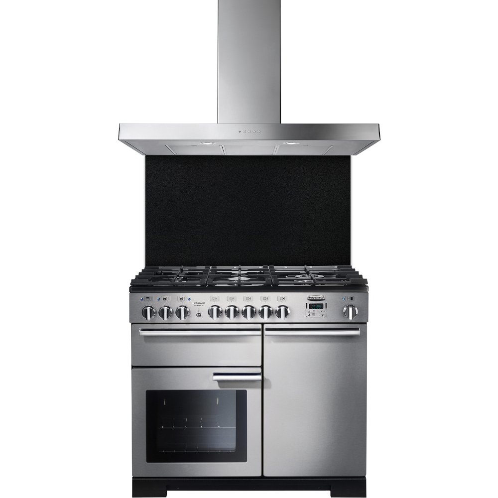 Rangemaster UNBHDS100SS 100cm Chimney Cooker Hood Flat Stainless Steel, B Rated