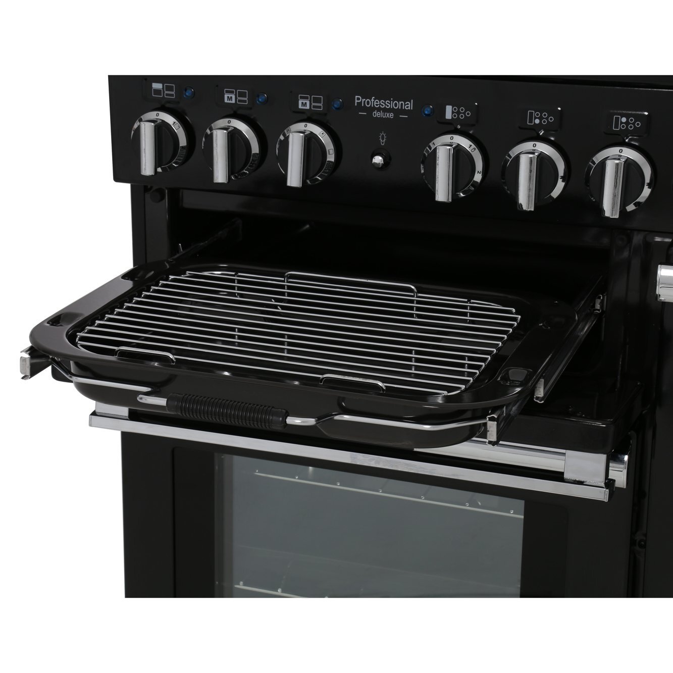 Rangemaster PDL110DFFSL/C 110cm Dual Fuel Range Cooker Professional Deluxe Slate / Chrome, A Rated