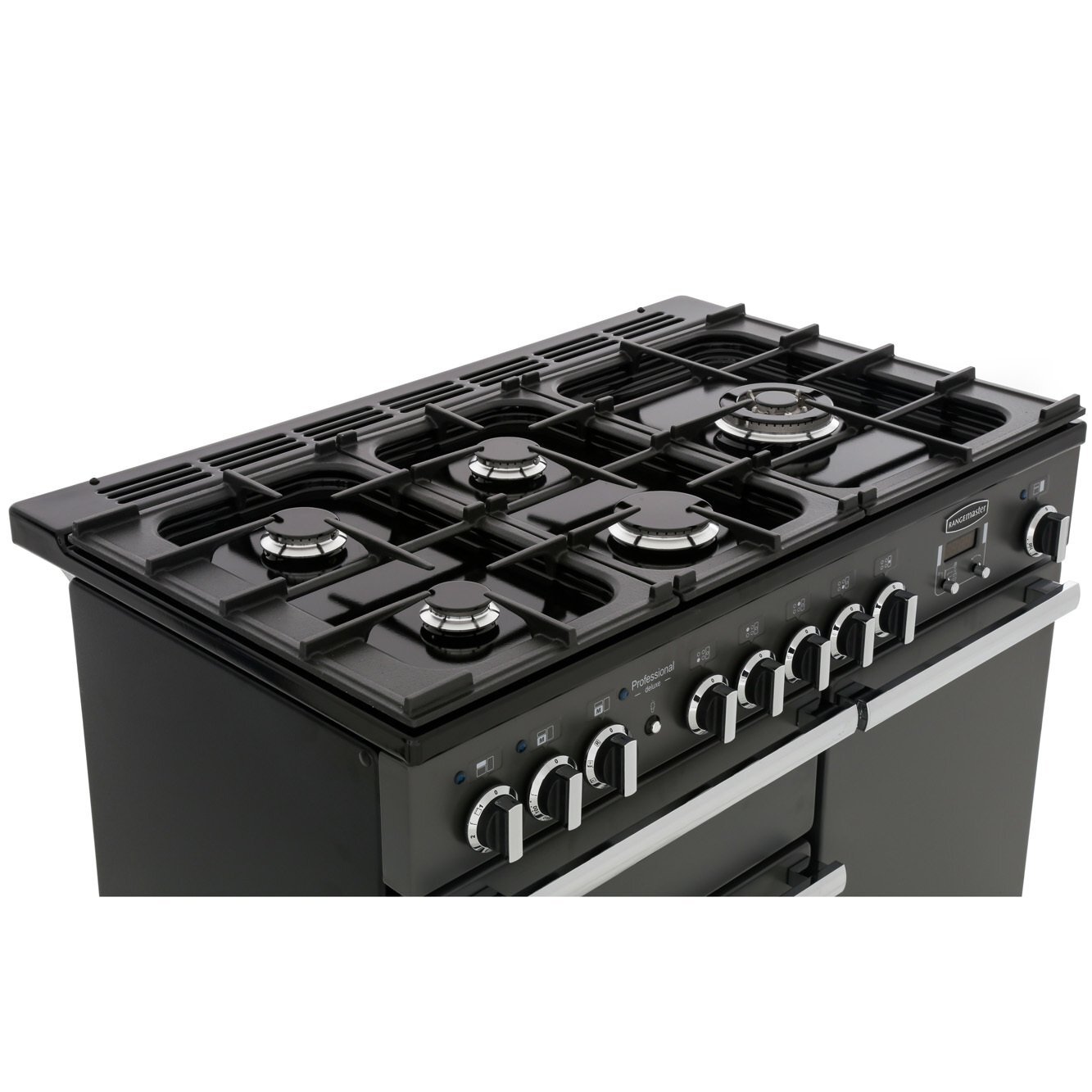 Rangemaster PDL100DFFSL/C 100cm Dual Fuel Range Cooker Professional Deluxe Slate / Chrome, A Rated