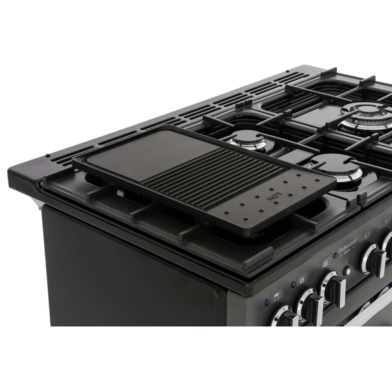 Rangemaster PDL100DFFSL/C 100cm Dual Fuel Range Cooker Professional Deluxe Slate / Chrome, A Rated