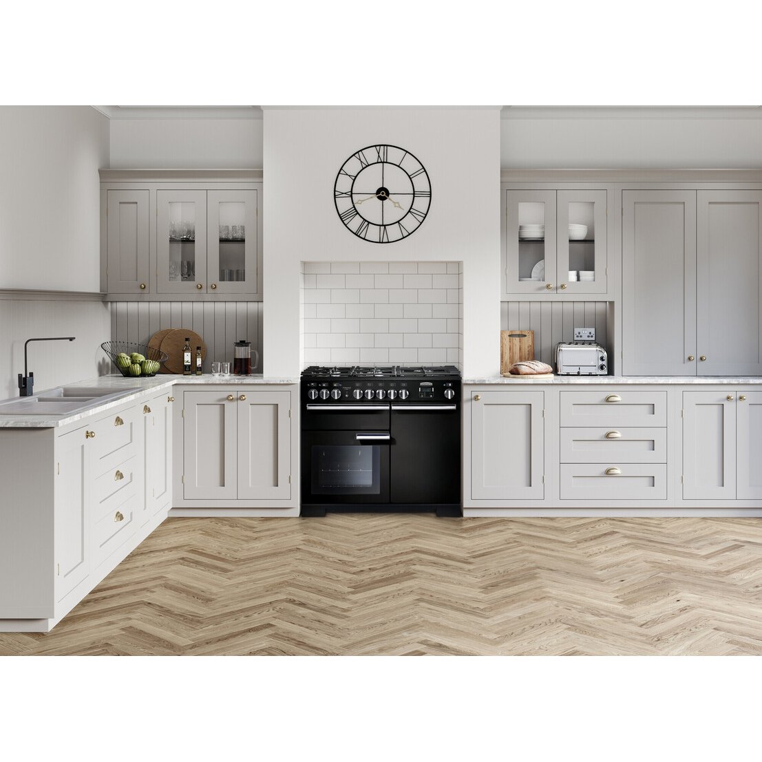 Rangemaster PDL100DFFSL/C 100cm Dual Fuel Range Cooker Professional Deluxe Slate / Chrome, A Rated