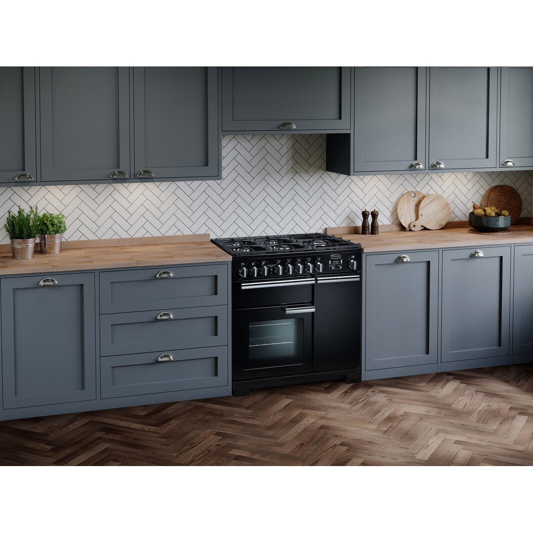 Rangemaster PDL90DFFSL/C 90cm Dual Fuel Range Cooker Professional Deluxe Slate / Chrome, A Rated